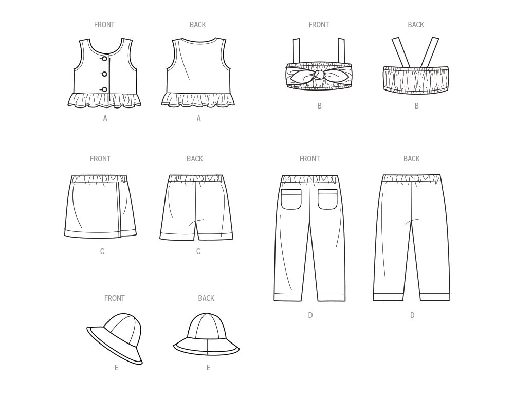 Simplicity sewing pattern S9797 envelope showing toddler casual wear designs
