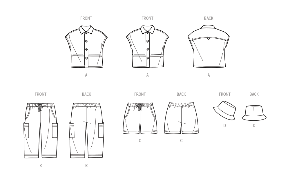 Simplicity sewing pattern S9798 envelope showing toddler casual wear designs