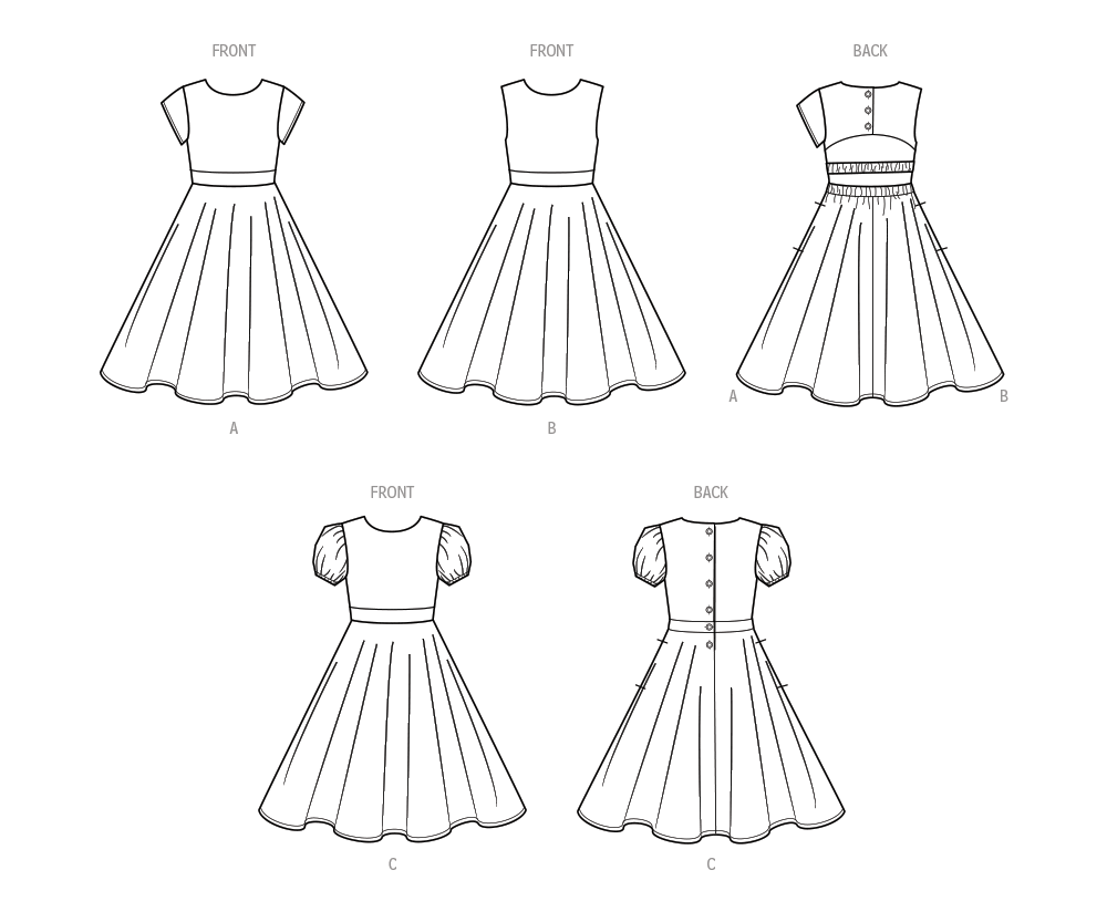 Simplicity sewing pattern S9799 envelope showing children's and girls' party dress designs