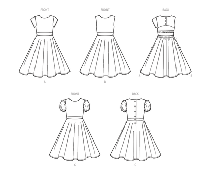 Simplicity sewing pattern S9799 envelope showing children's and girls' party dress designs