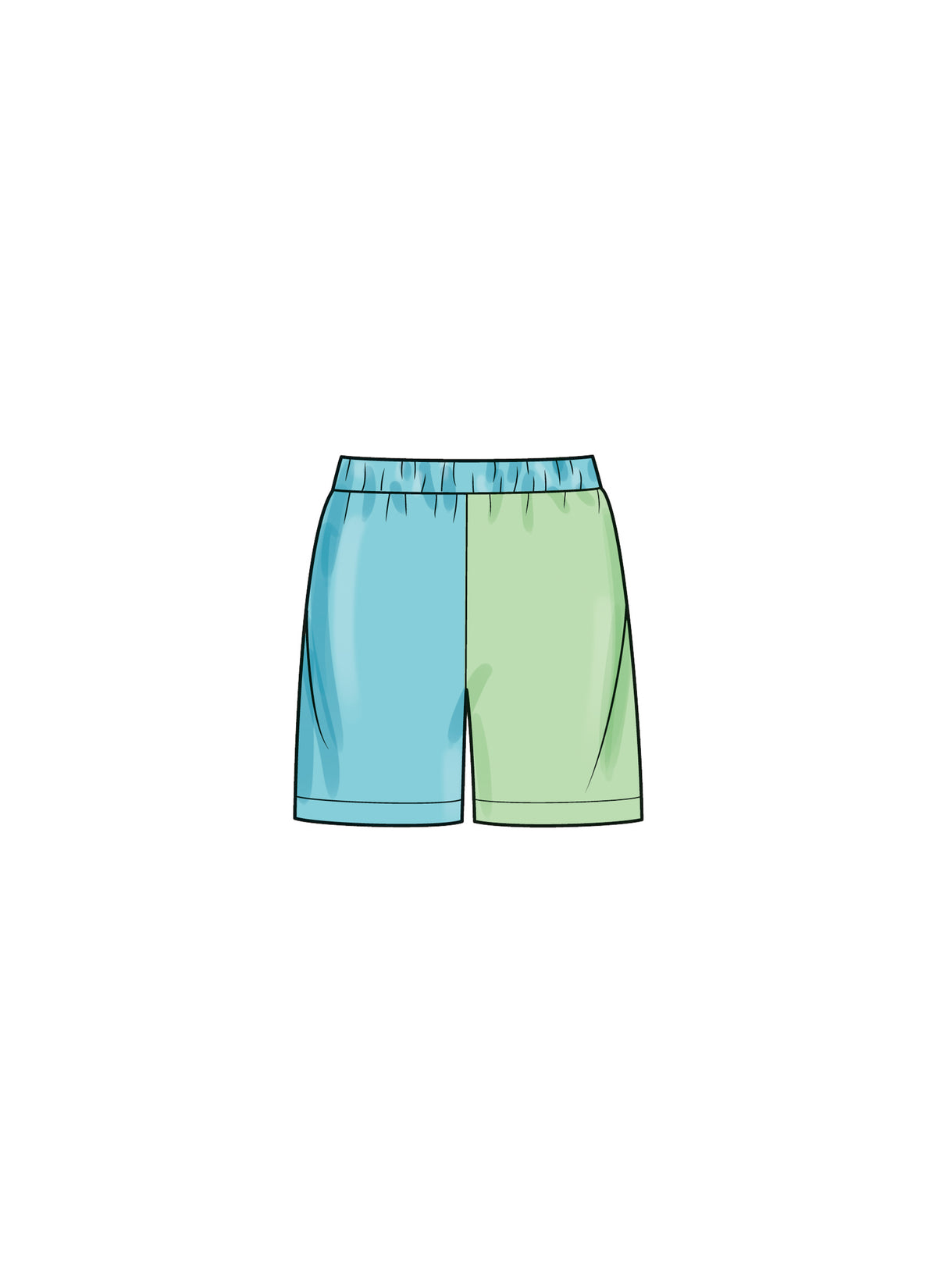 Simplicity sewing pattern S9801 envelope showing girls' and boys' sweatshirt and shorts designs