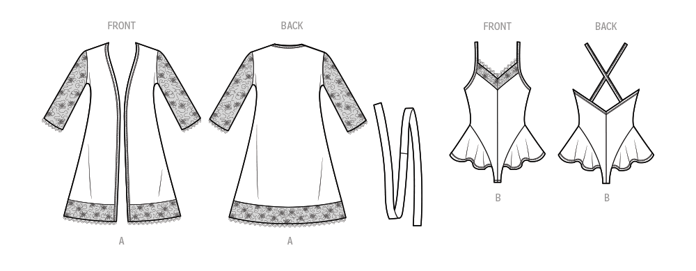 Simplicity sewing pattern S9802 envelope showing misses' robe designs