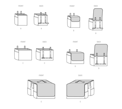 Simplicity sewing pattern S9804 envelope showing bike baskets, bags and panniers designs