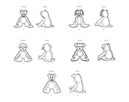 Simplicity sewing pattern S9807 envelope showing stuffed toys designs