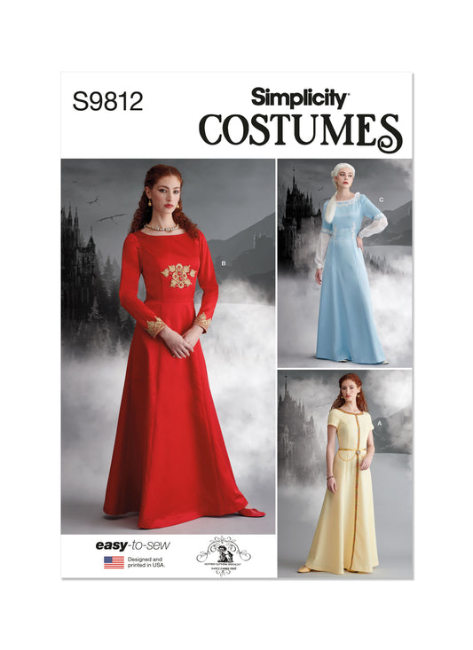 Simplicity sewing pattern S9812 envelope showing misses' costume designs