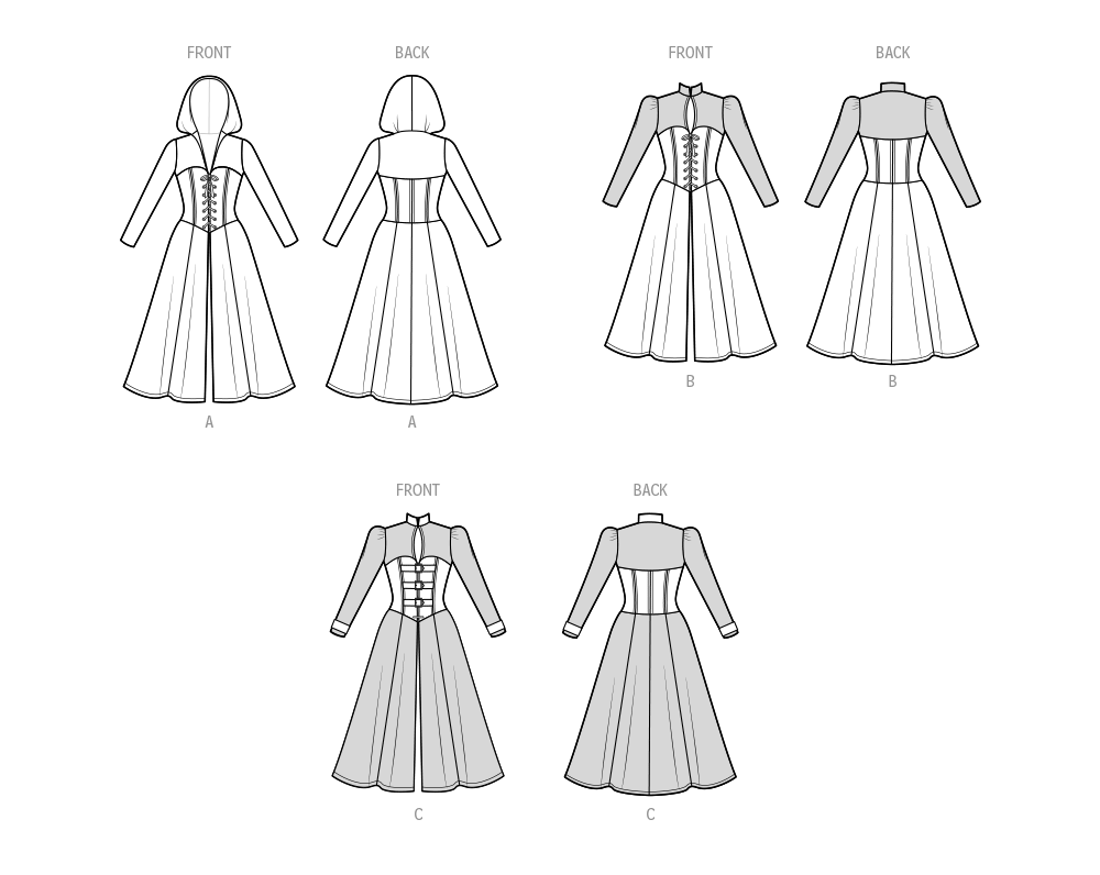 Simplicity sewing pattern S9813 envelope showing misses' corset costume designs