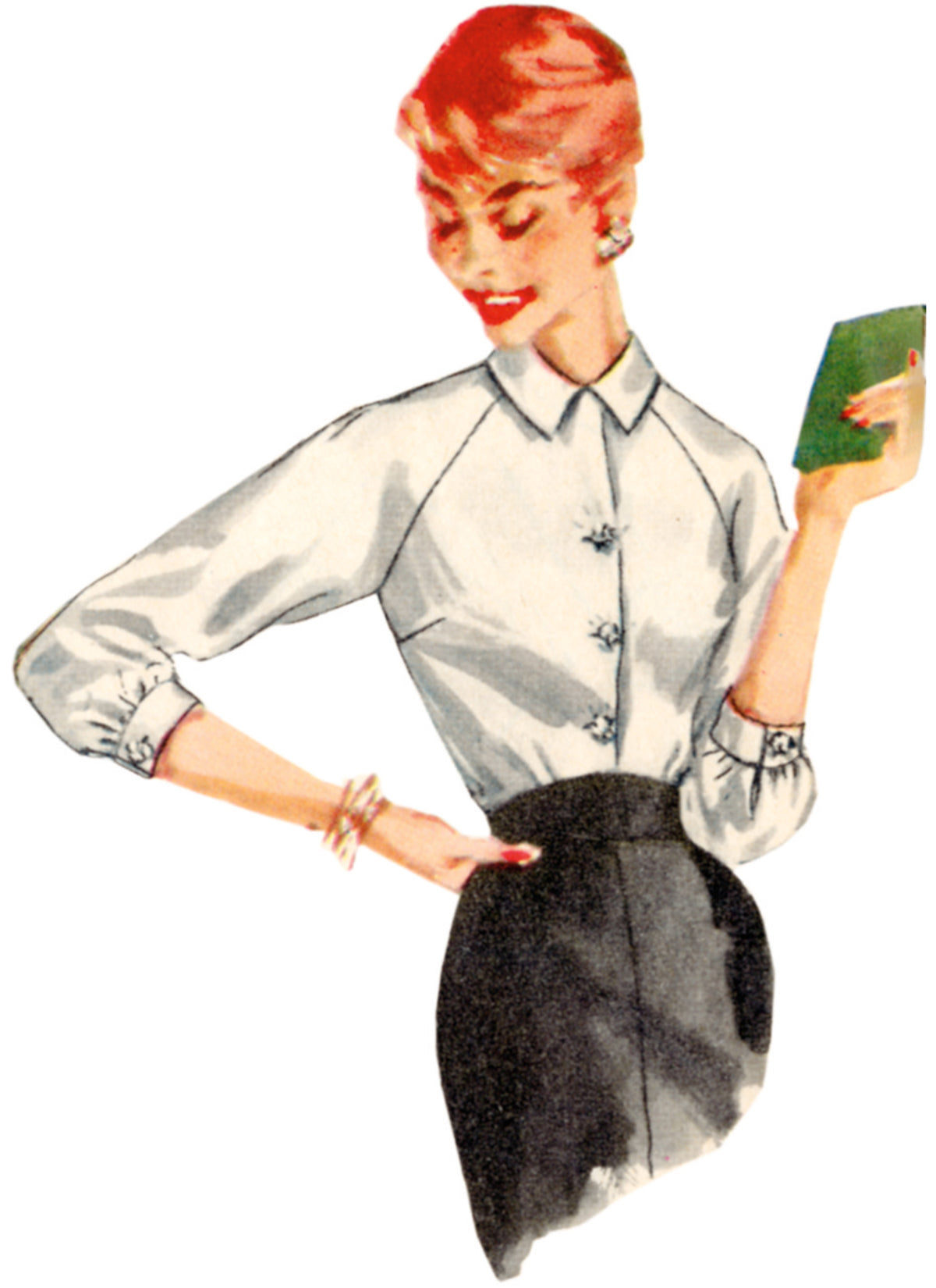 Simplicity sewing pattern S9818 envelope showing vintage 1950s misses' blouses designs