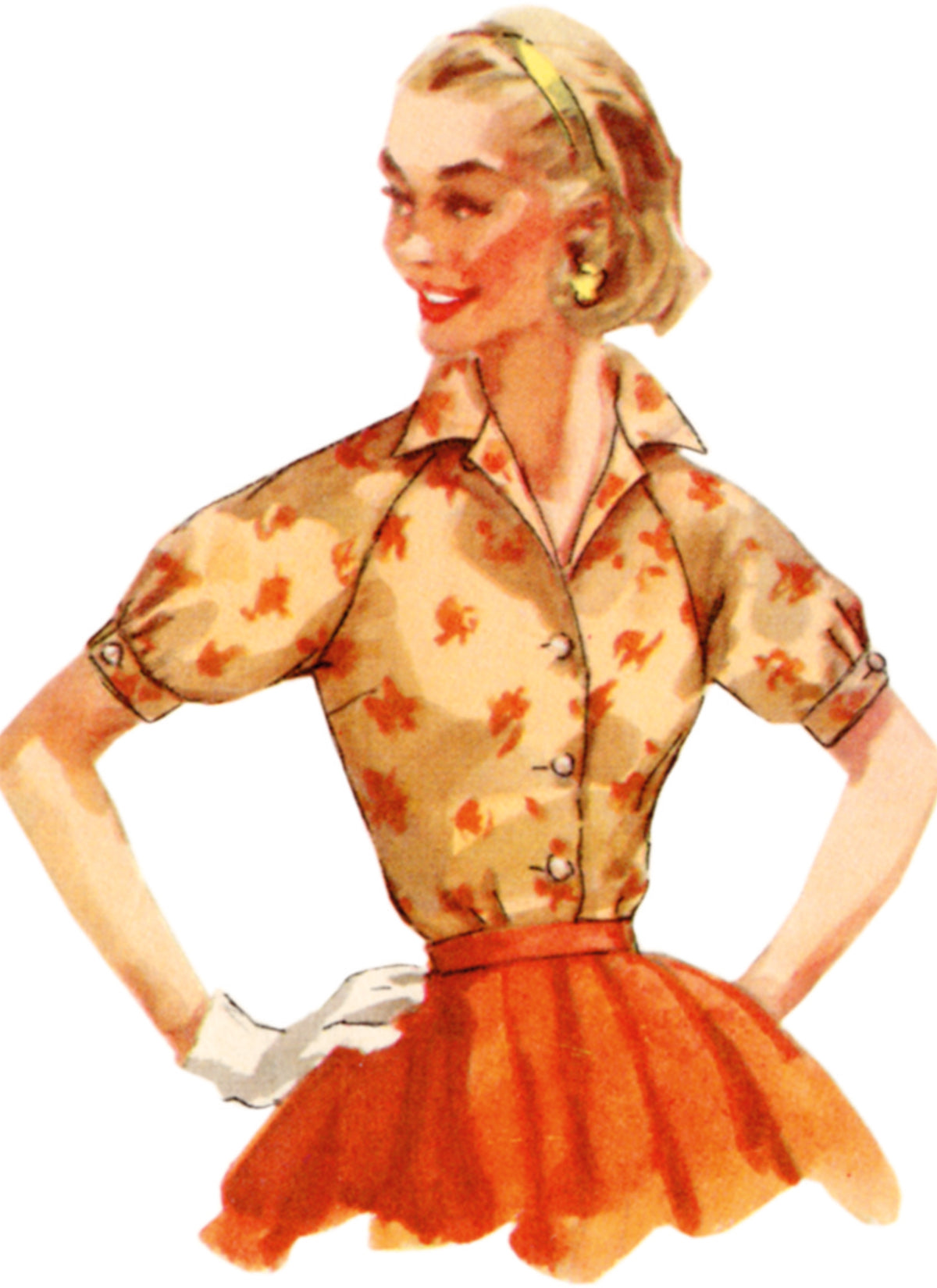 Simplicity sewing pattern S9818 envelope showing vintage 1950s misses' blouses designs