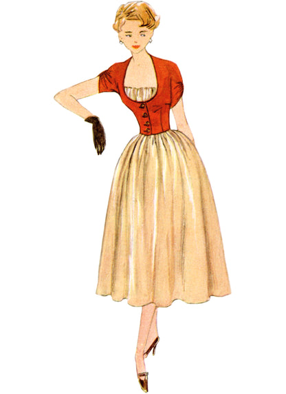 Simplicity sewing pattern S9819 envelope showing vintage 1950s misses' dress and jacket designs