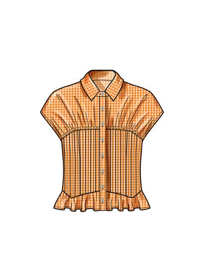 Simplicity sewing pattern S9821 envelope showing misses' shirt designs