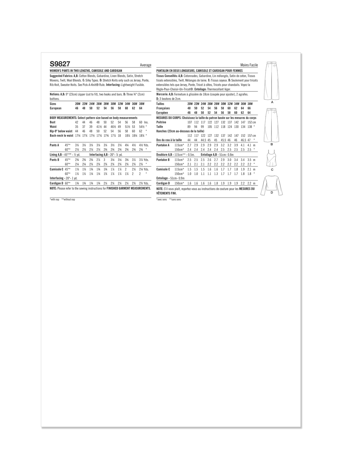 Simplicity S9827 plus size casual wear sewing pattern envelope