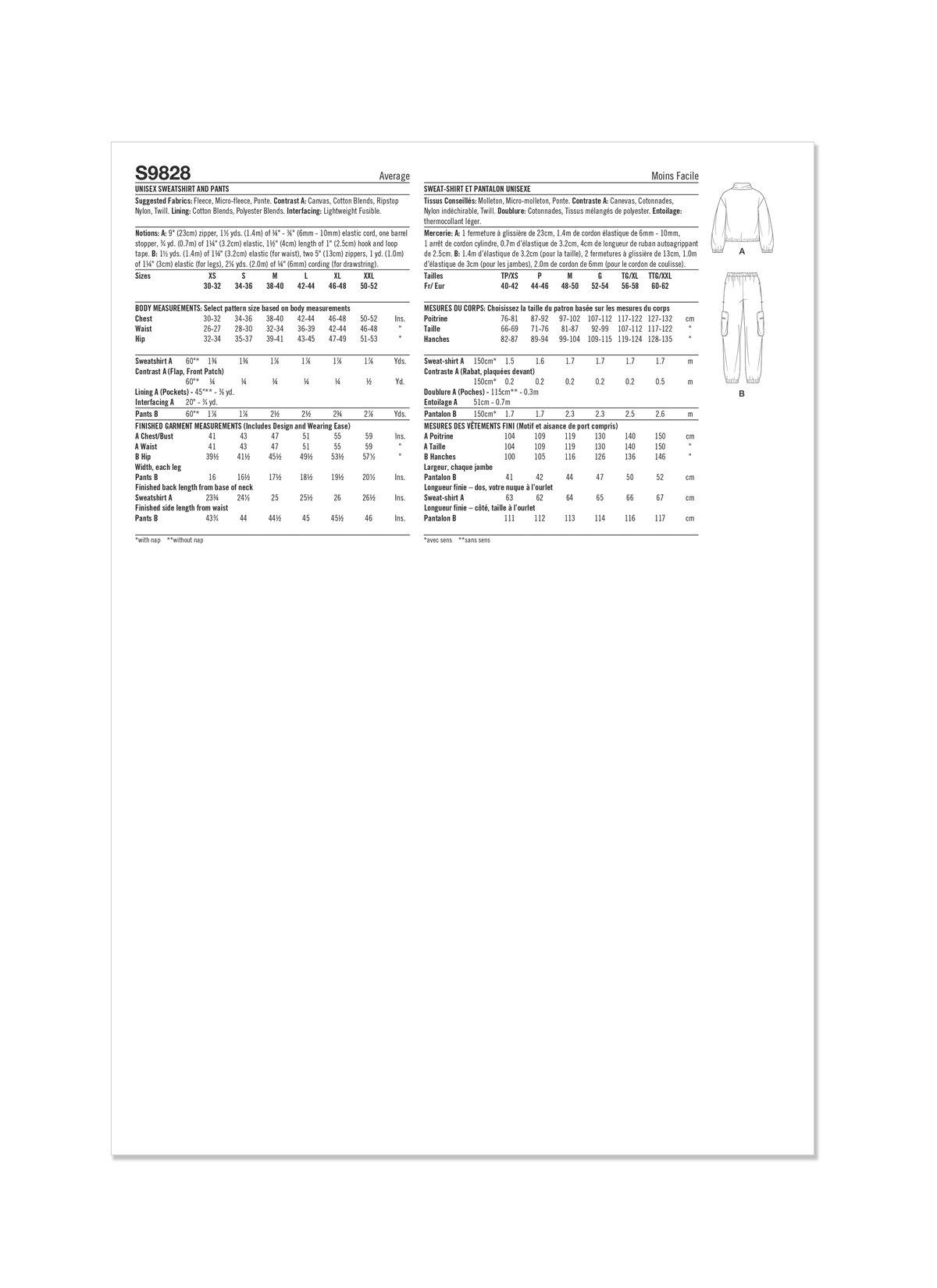 Simplicity S9828 unisex casual wear sewing pattern envelope