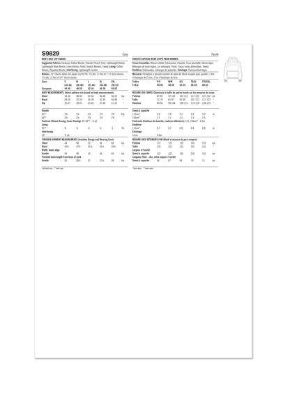Simplicity S9829 men's and boys' top sewing pattern envelope