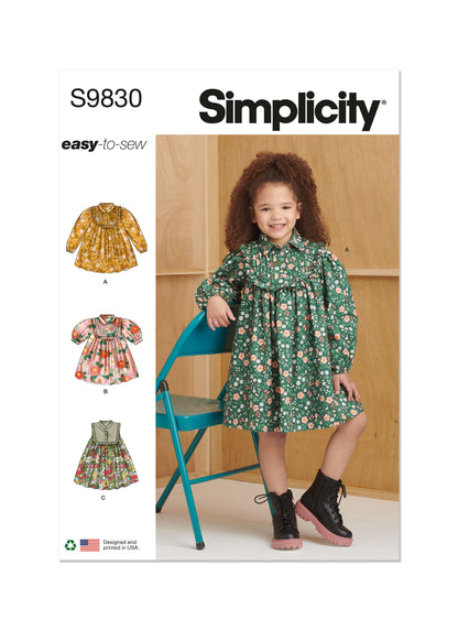 Simplicity S9830 child's dress sewing pattern envelope