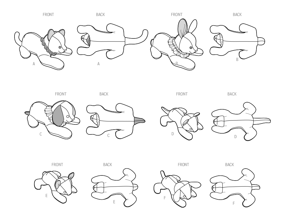 Simplicity S9837 fleece soft toy animals sewing pattern envelope