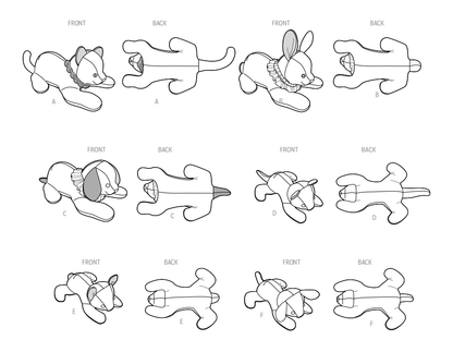 Simplicity S9837 fleece soft toy animals sewing pattern envelope