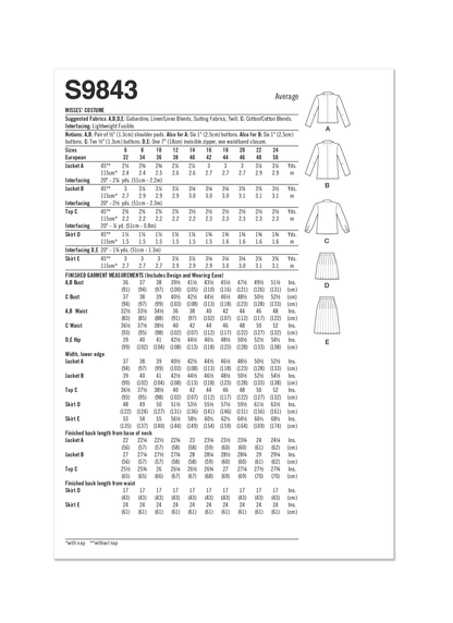 Simplicity S9843 costume jacket sewing pattern envelope
