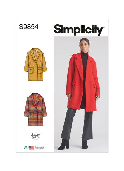 Simplicity S9854 tailored jacket sewing pattern envelope