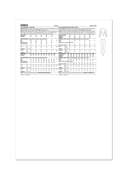 Simplicity S9855 corseted shirt sewing pattern envelope