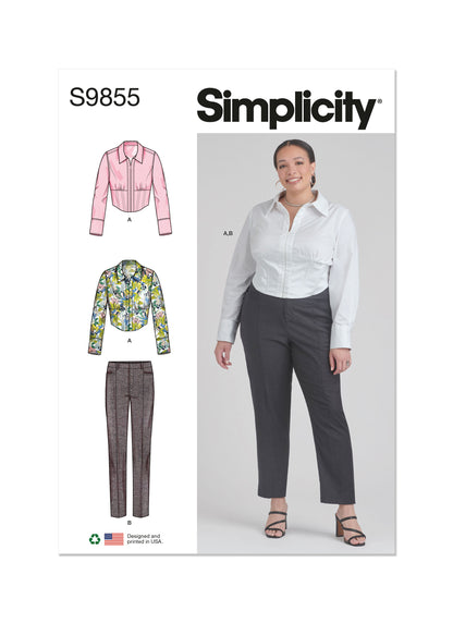 Simplicity S9855 corseted shirt sewing pattern envelope