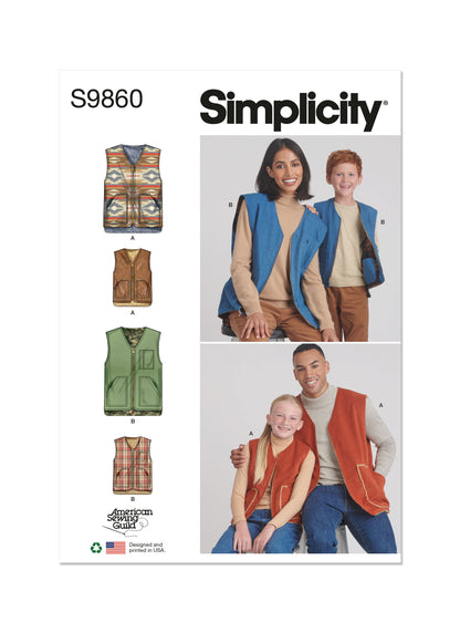 Simplicity S9860 sewing pattern envelope showing unisex waistcoats