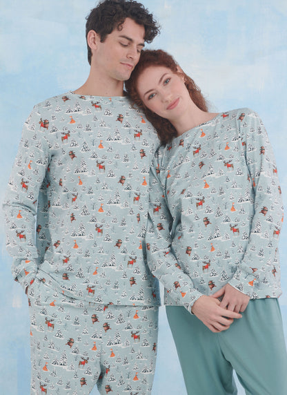 Simplicity S9861 sewing pattern envelope showing unisex sleepwear