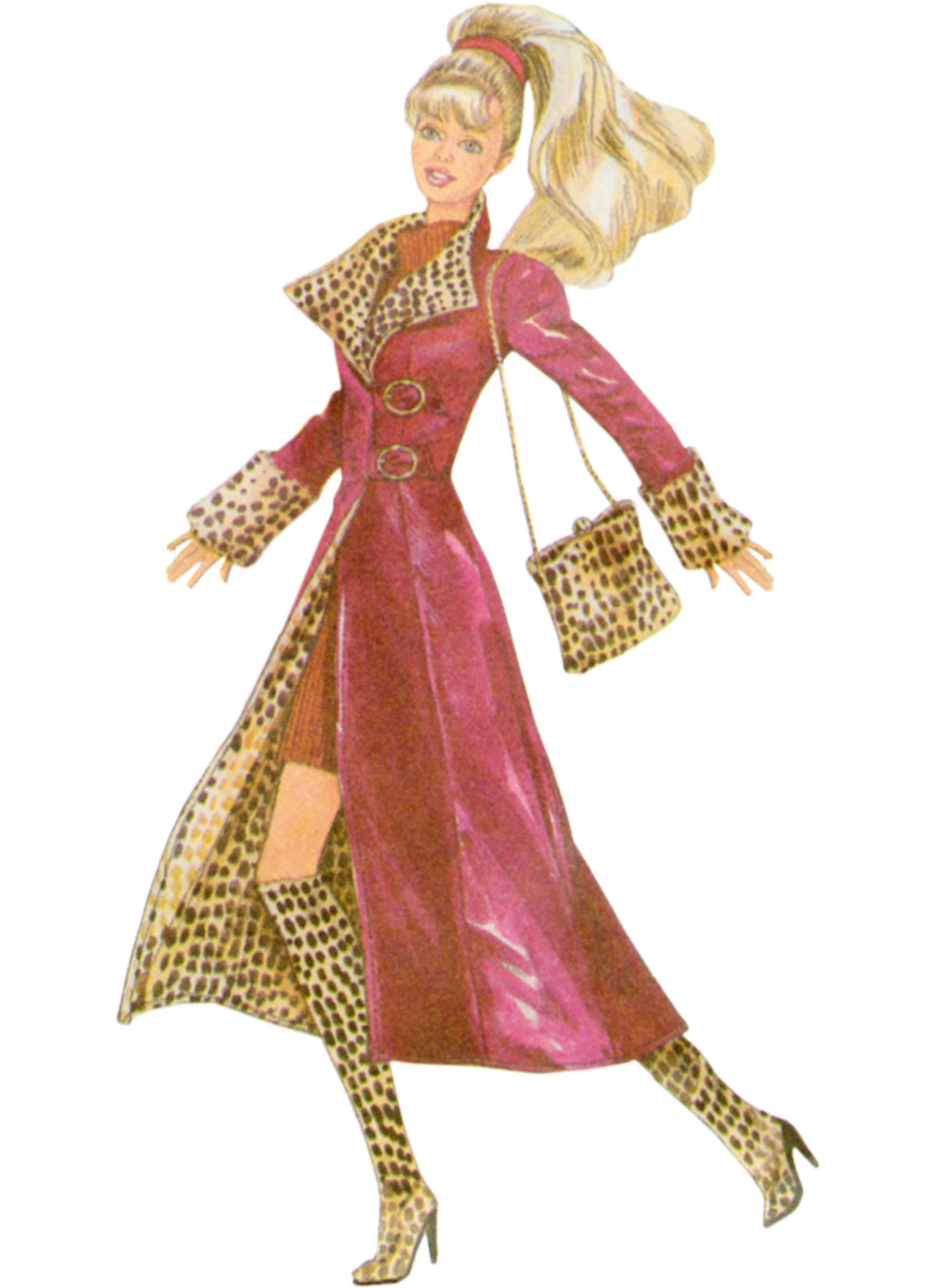Simplicity S9869 sewing pattern envelope showing fashion doll clothes