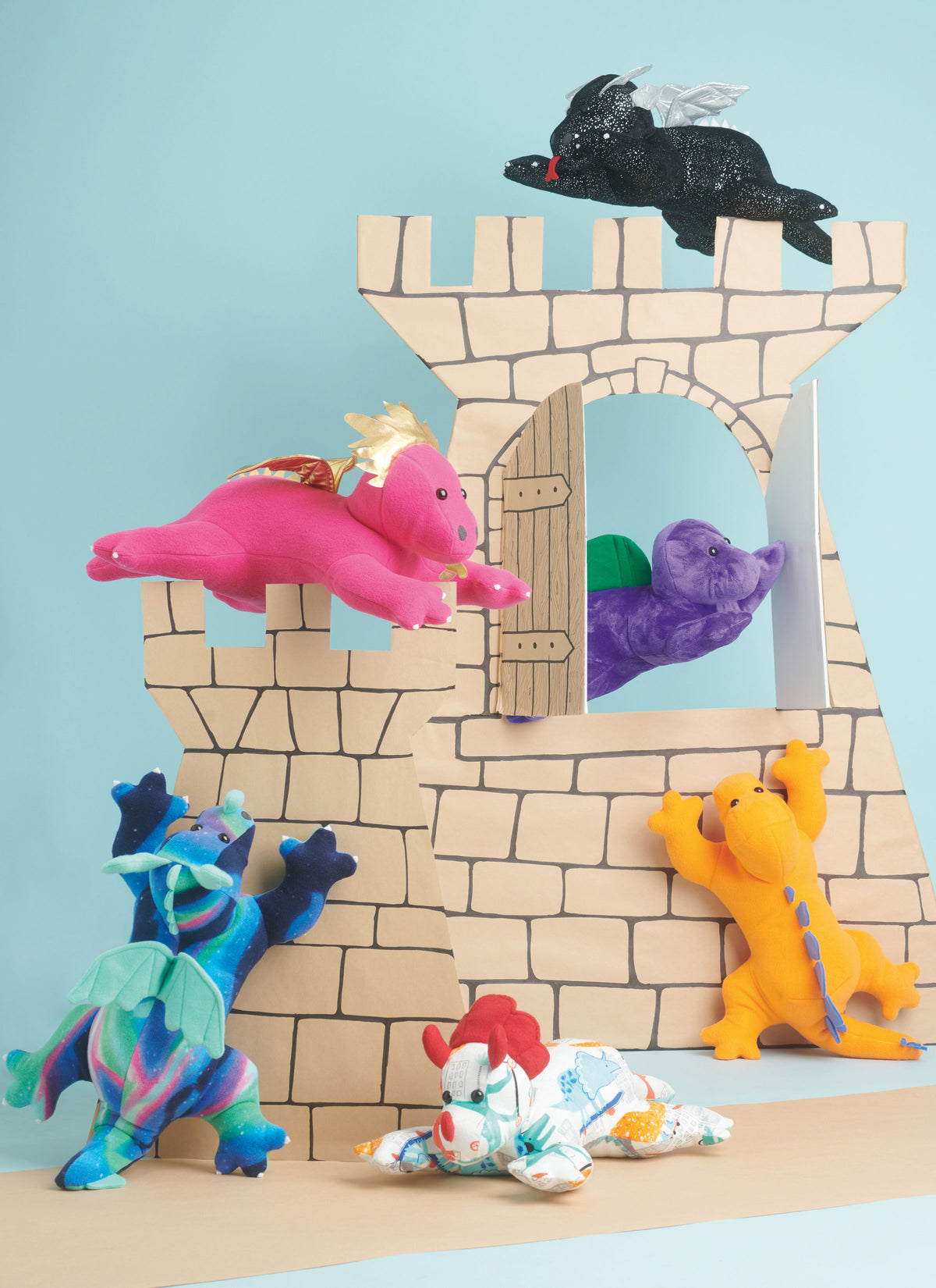 Simplicity S9876 sewing pattern envelope showing a customisable plush toy