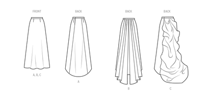 Simplicity S9881 sewing pattern envelope showing women's costume skirts