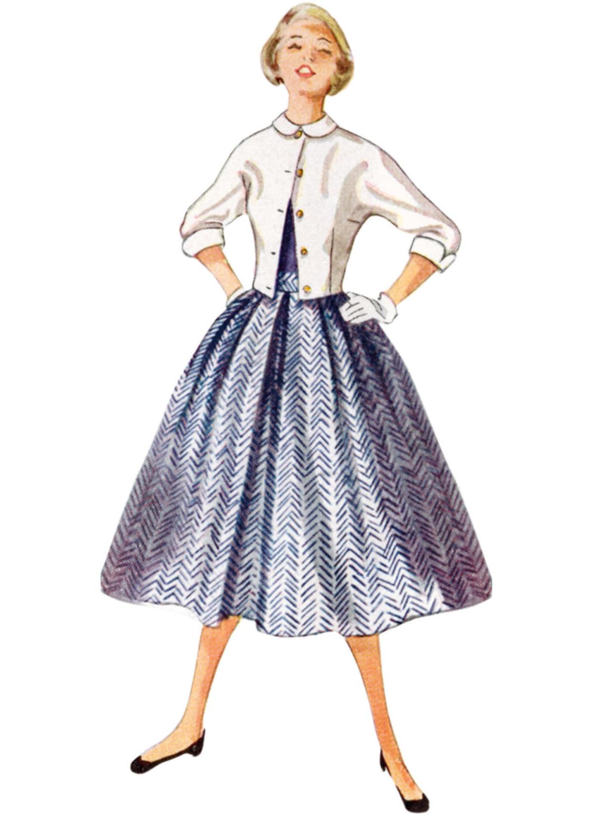 Simplicity S9882 sewing pattern envelope showing vintage skirt and jacket