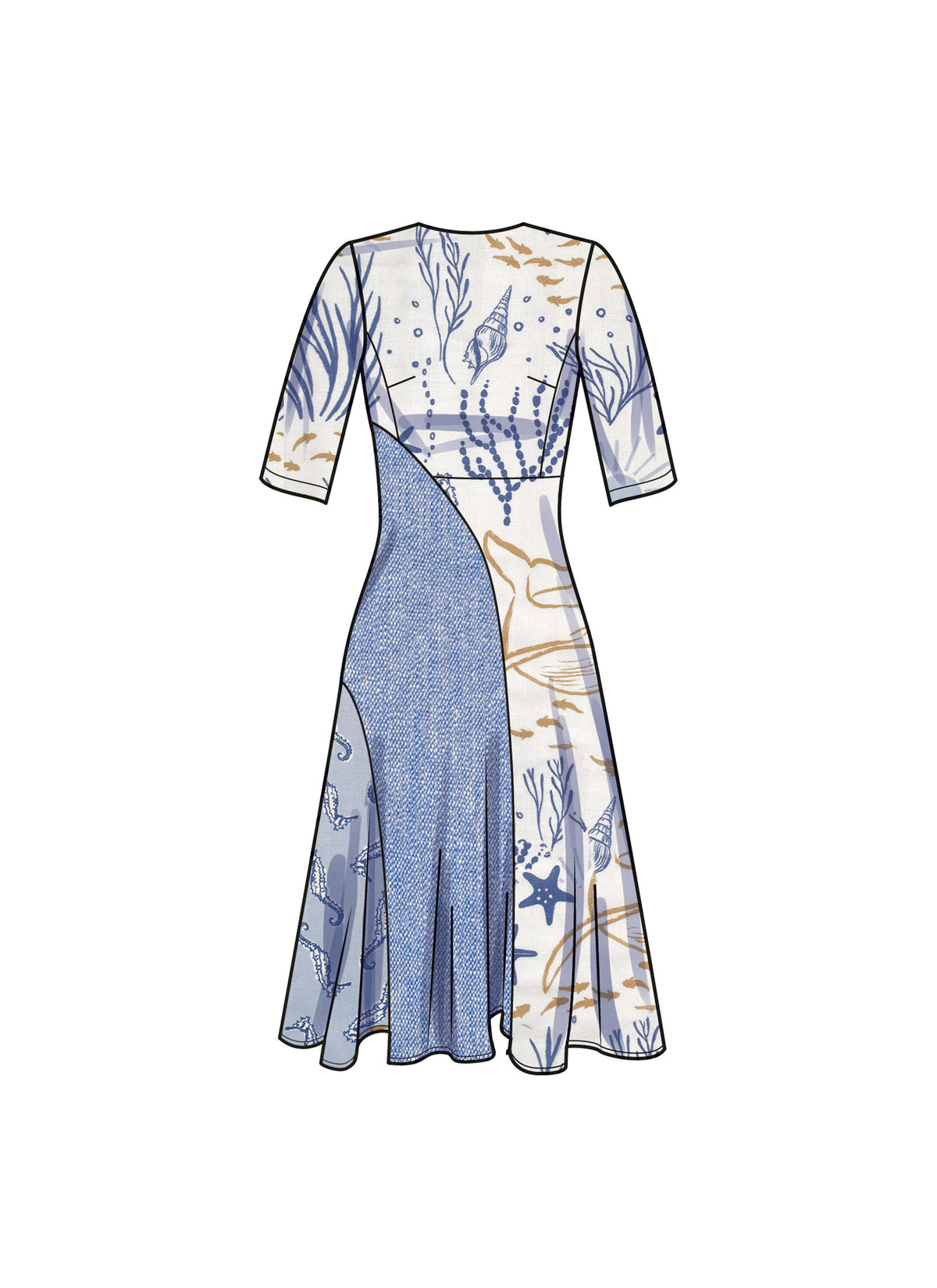 Simplicity S9886 sewing pattern envelope showing women's dress
