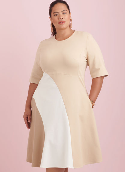 Simplicity S9887 sewing pattern envelope showing plus size dress