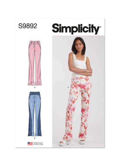 Simplicity S9892 sewing pattern envelope showing women's skirt and trousers