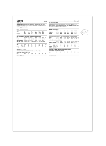 Simplicity sewing pattern S9893 envelope showing misses' jacket designs