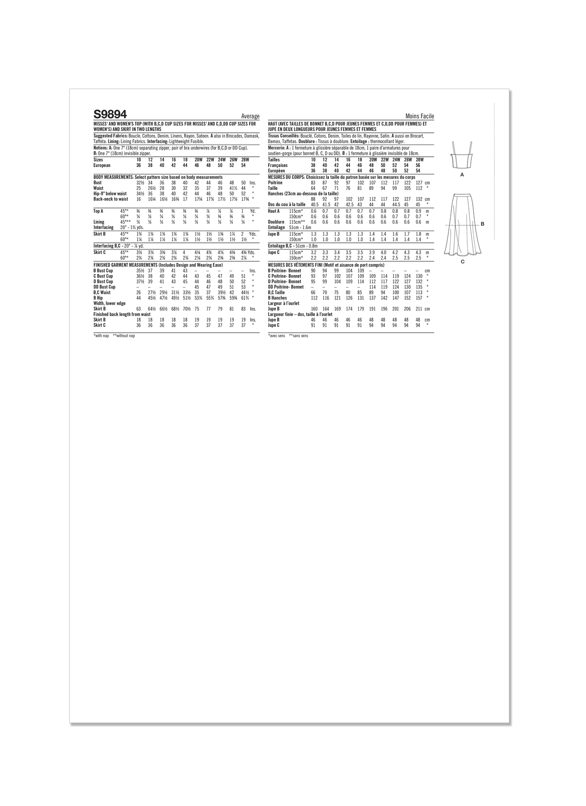 Simplicity sewing pattern S9894 envelope showing misses' casual wear designs