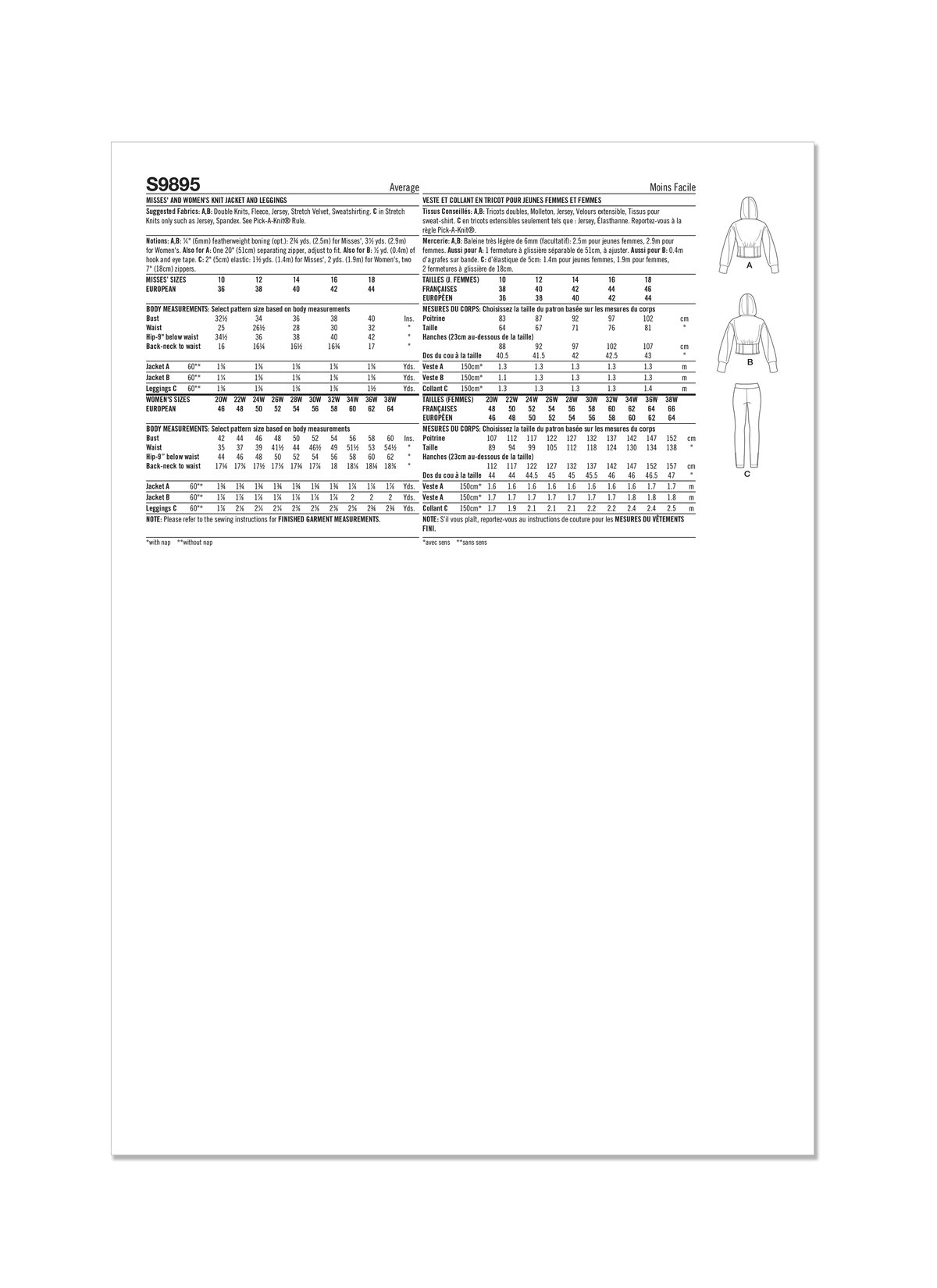 Simplicity sewing pattern S9895 envelope showing misses' casual wear designs