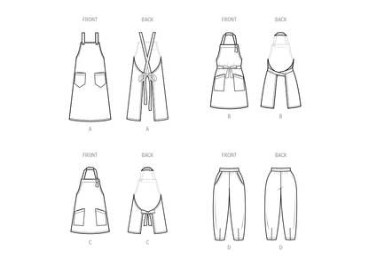 Simplicity sewing pattern S9907 envelope showing apron designs