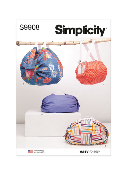 Simplicity sewing pattern S9908 envelope showing fold-flat bags designs