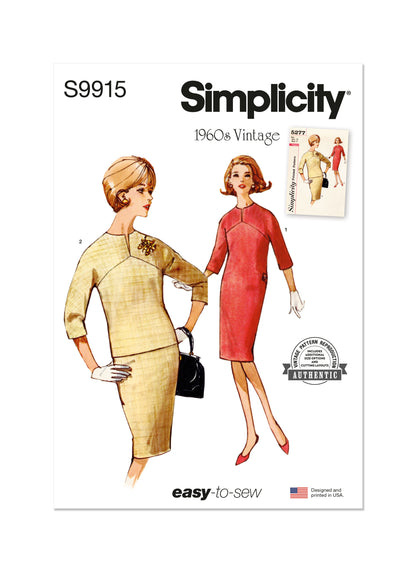 Simplicity sewing pattern S9915 envelope showing vintage 1960s dress designs