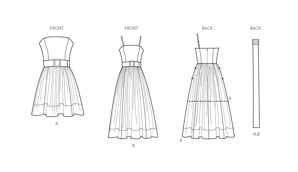 Simplicity sewing pattern S9917 envelope showing misses' square neck dress designs