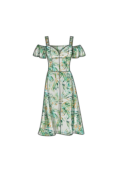 Simplicity sewing pattern S9918 envelope showing misses' sweetheart neck dress designs
