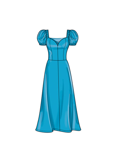 Simplicity sewing pattern S9918 envelope showing misses' sweetheart neck dress designs