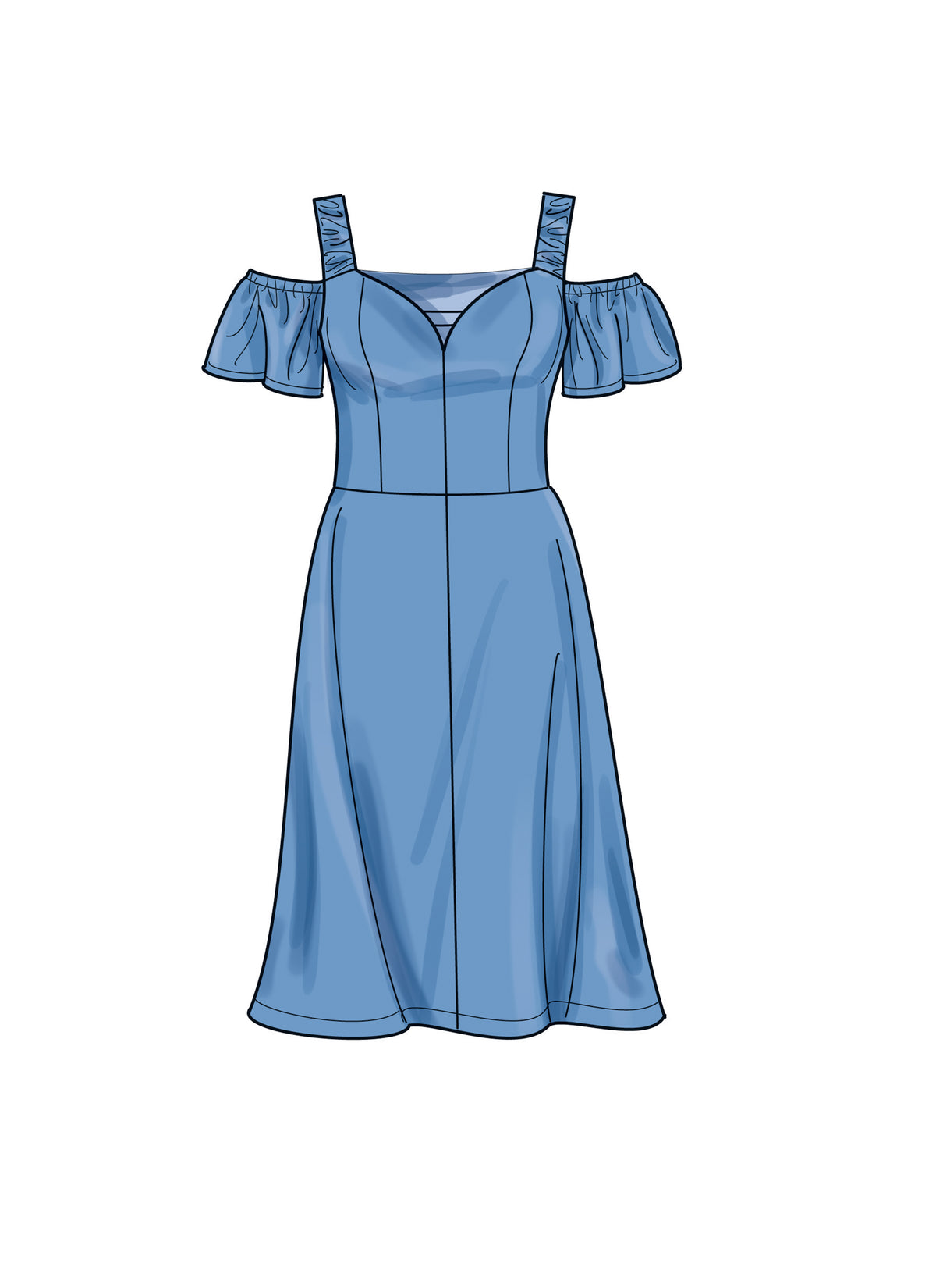 Simplicity sewing pattern S9919 envelope showing plus size sweetheart neck dress designs
