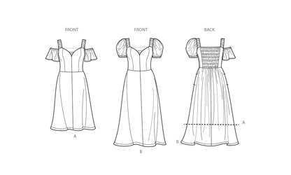 Simplicity sewing pattern S9919 envelope showing plus size sweetheart neck dress designs