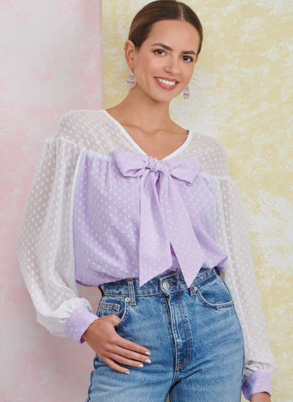 Simplicity sewing pattern S9921 envelope showing misses' puff sleeve top designs