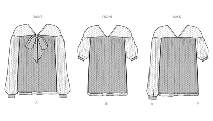 Simplicity sewing pattern S9921 envelope showing misses' puff sleeve top designs