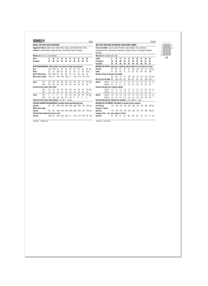 Simplicity sewing pattern S9921 envelope showing misses' puff sleeve top designs