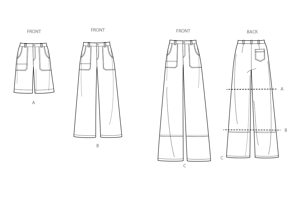 Simplicity S9923 sewing pattern envelope showing skirts and trousers