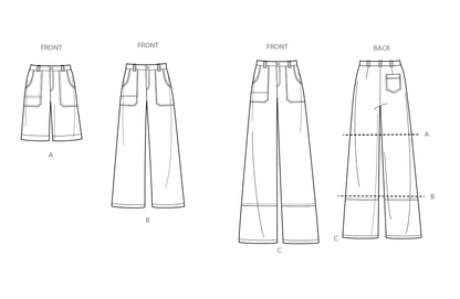 Simplicity S9923 sewing pattern envelope showing skirts and trousers