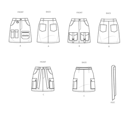 Simplicity S9924 sewing pattern envelope showing skirts and trousers